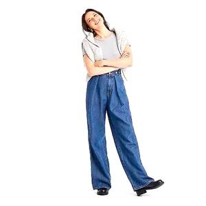 Women's High-Rise Two Way Denim Trousers - Universal Thread Dark Wash 12